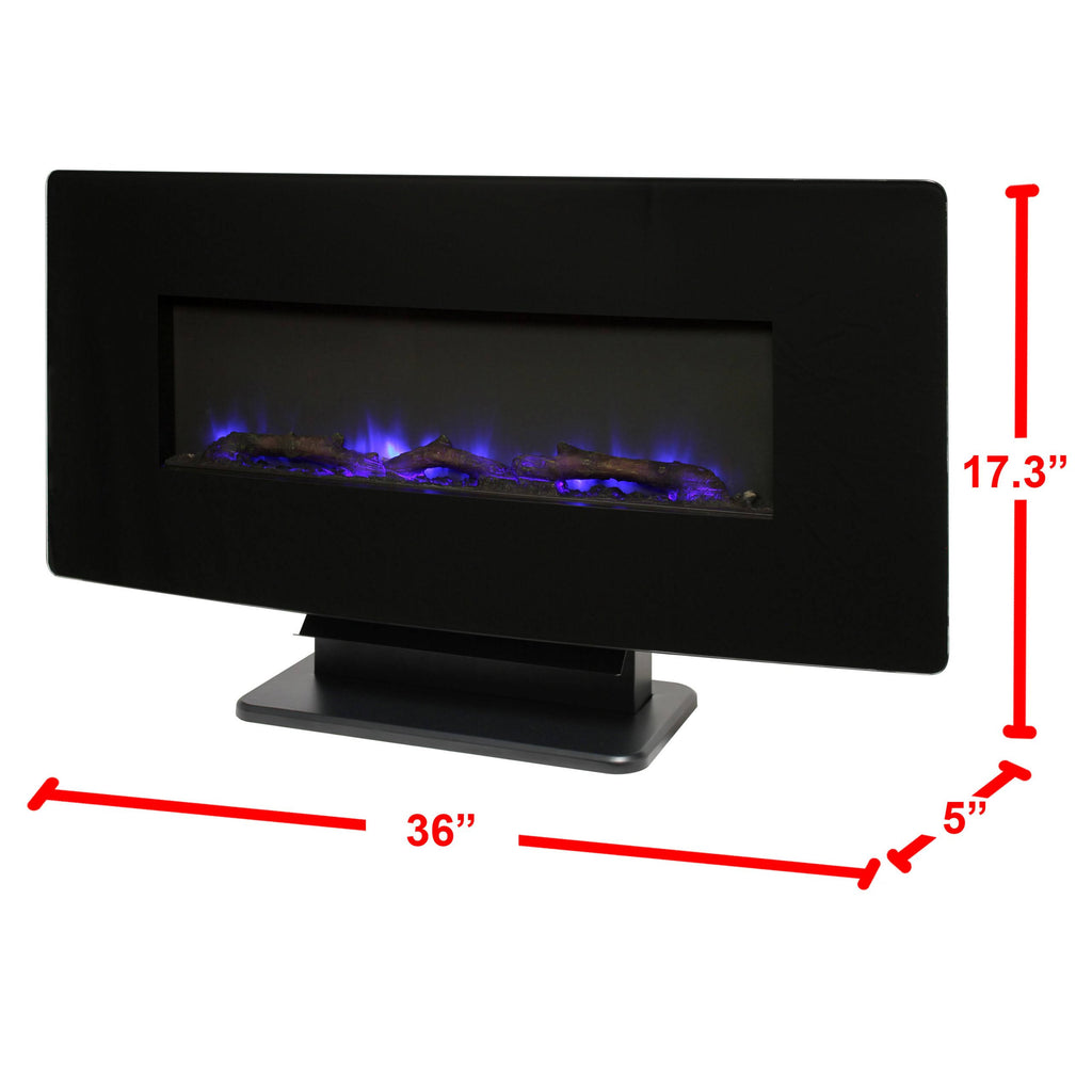 Black Glass Wall Mount Fireplace K724366