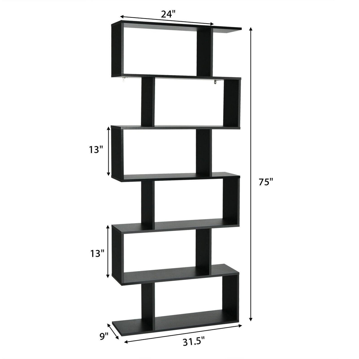 Black S-Shaped Bookshelf P60917