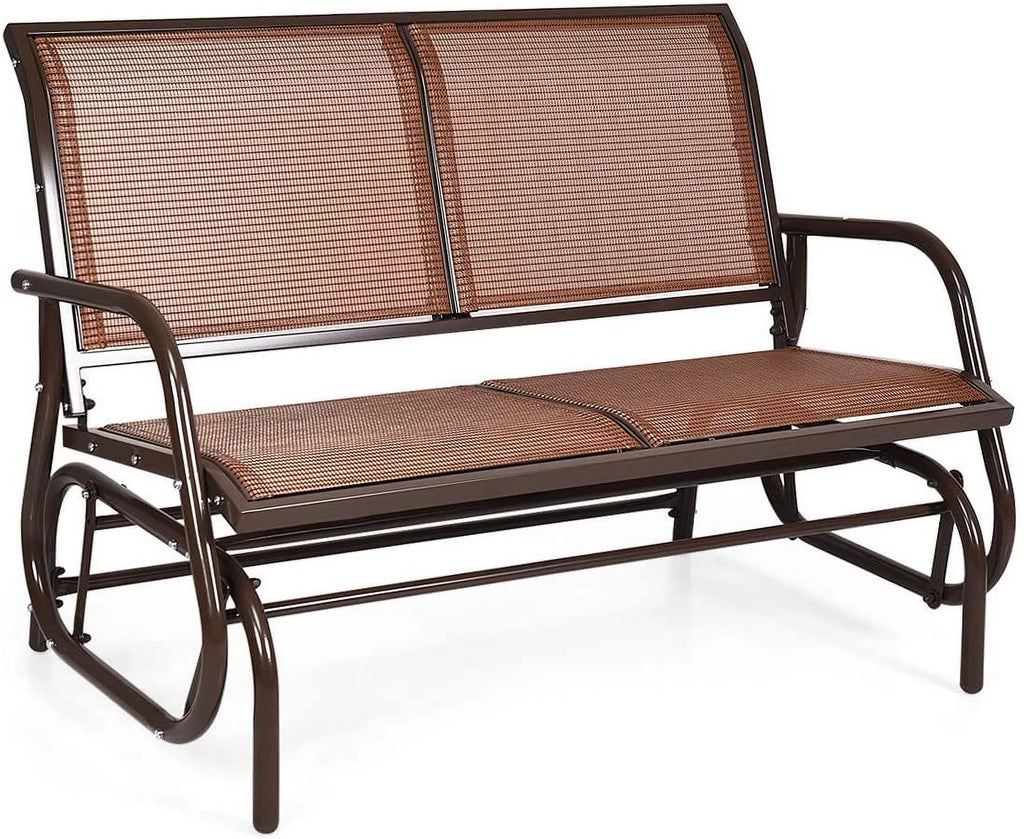 Brown Steel 48 Inch 2 Person Swing Glider Chair I1918