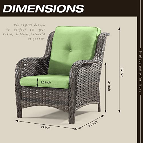 Blue PE Wicker Patio Dining Chairs Set of 2 with Seat Cushions Q570227