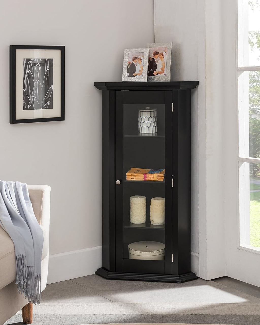 Corner Curio Storage Cabinet with Glass Door P36146