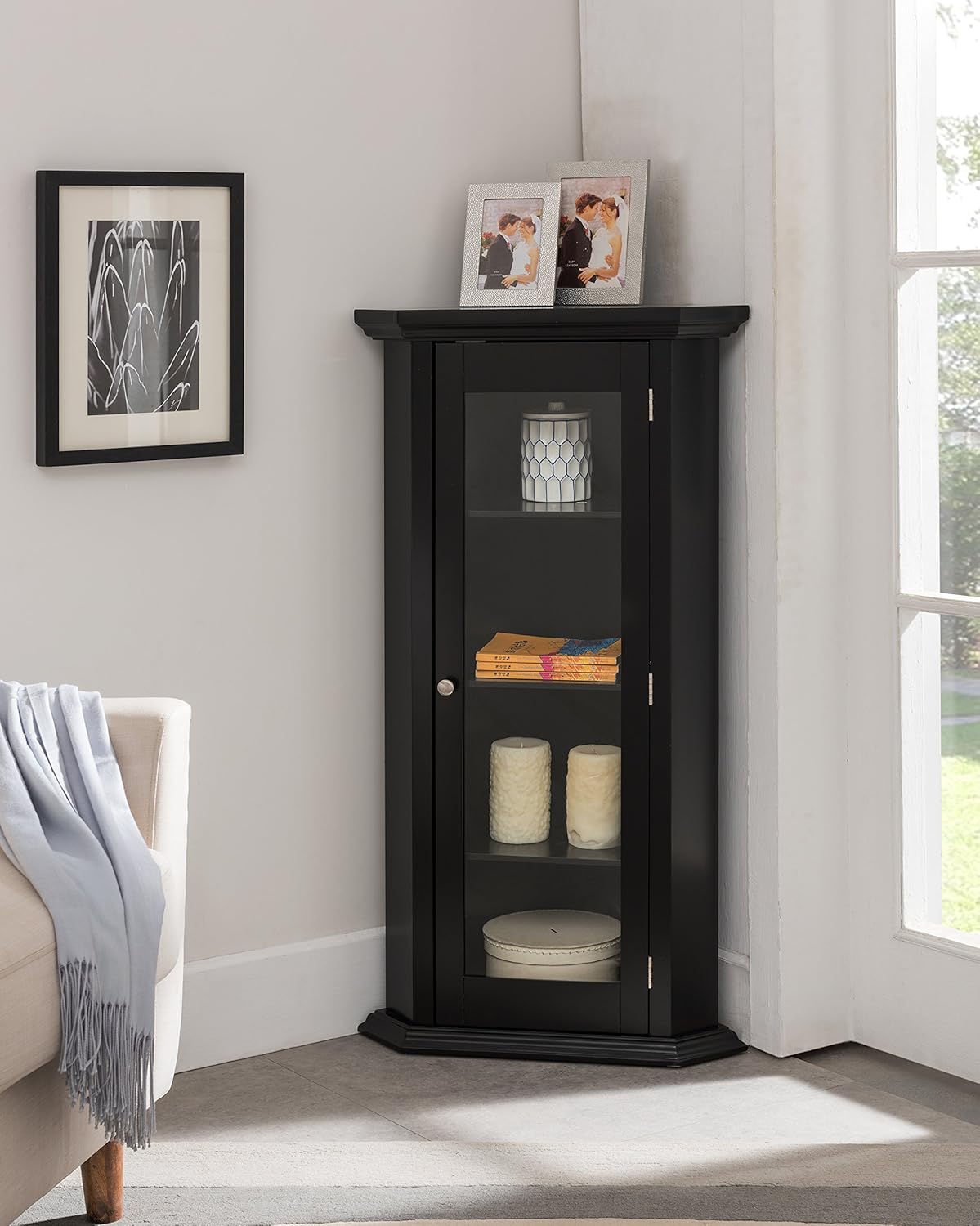 Corner Curio Storage Cabinet with Glass Door P36146