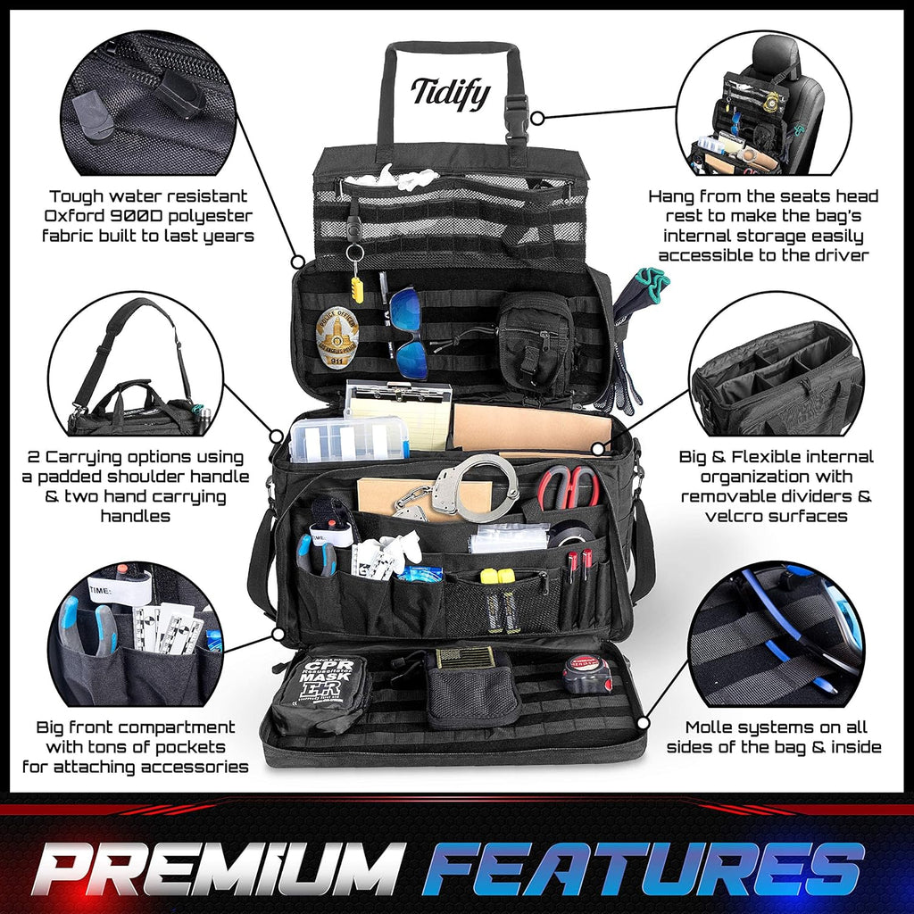 Tactical Bag Car Seat Organizer Range Bag MOLLE Organizer Heavy Duty Water Resistant C707947