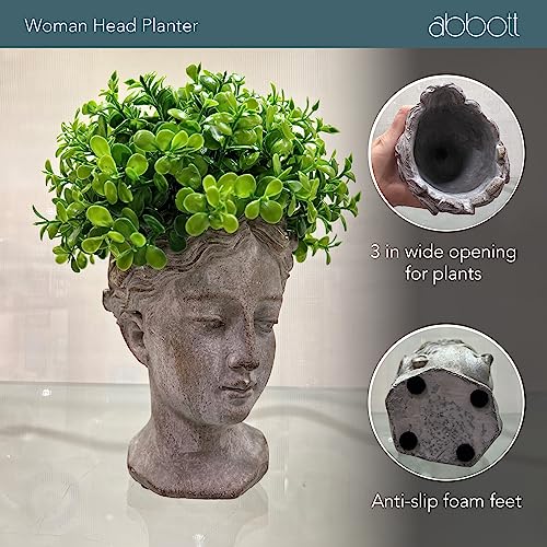 Grey Cement Goddess Head Planter Z7176
