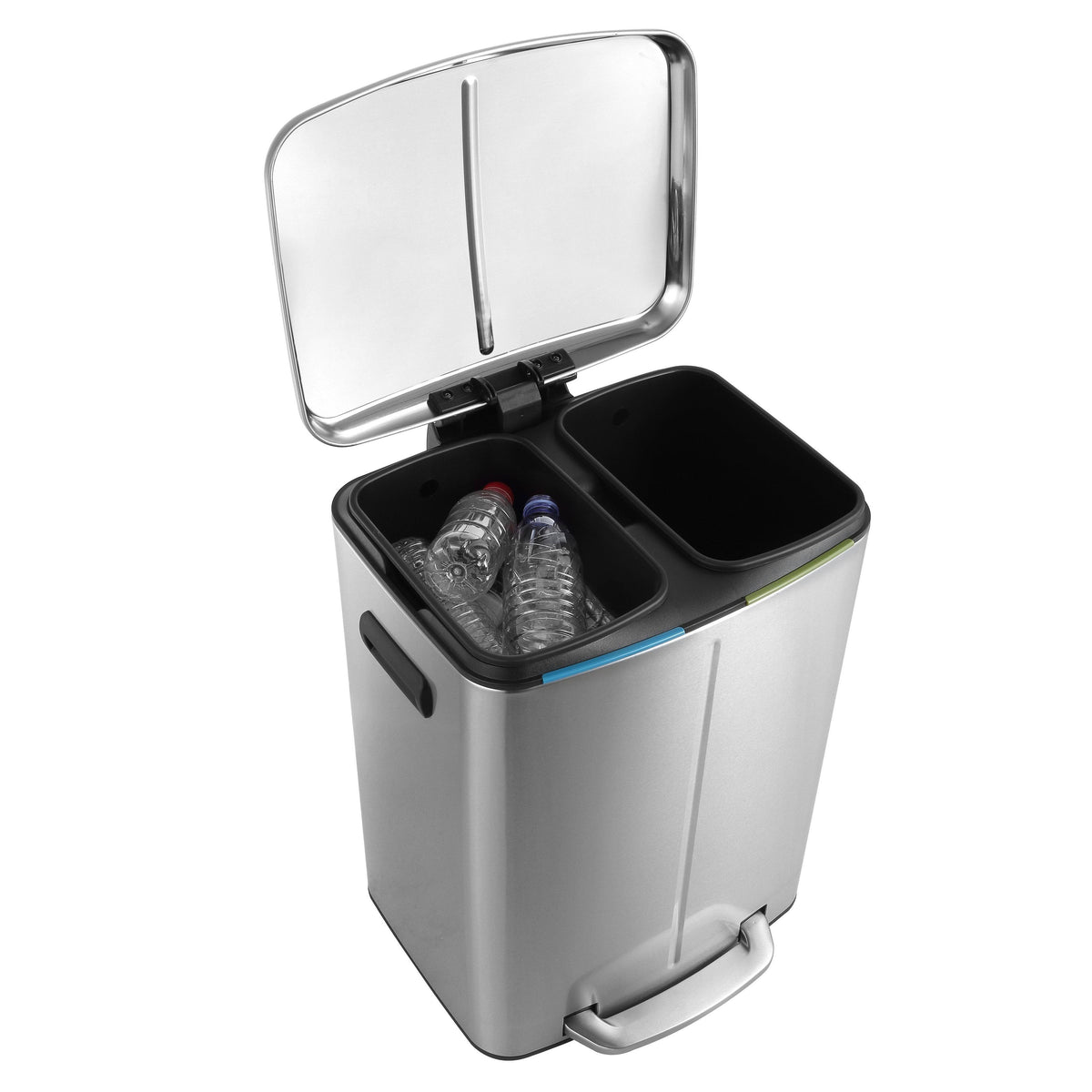 White 10.5-Gallon Double Bucket Trash Can with Lid B7382