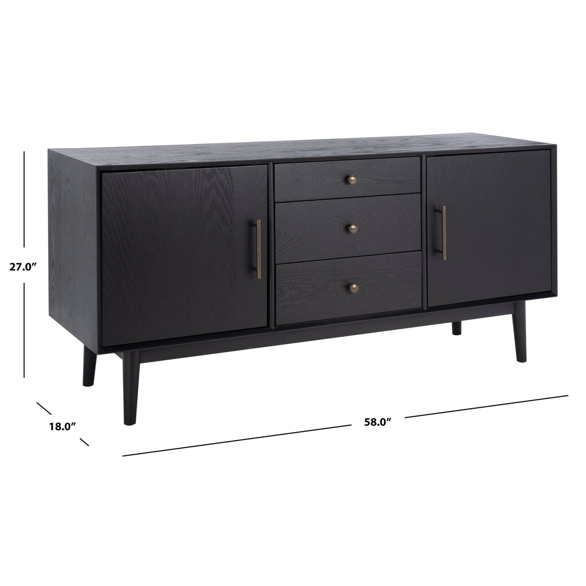 Black Mid-Century Media Stand A12811