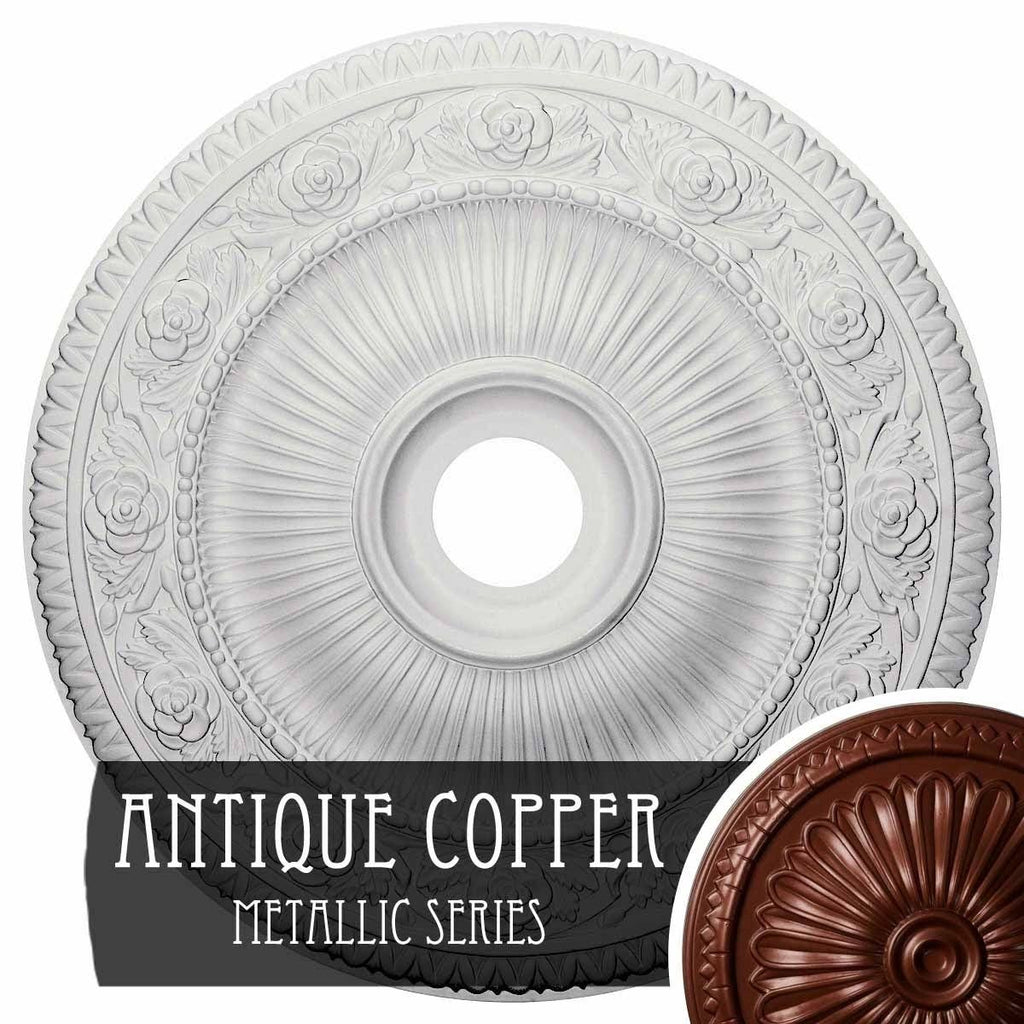 24 1/4 inchod x 3 7/8 inchid x 2 inchp Hand-Painted Flash Gold Ceiling Medallion D580