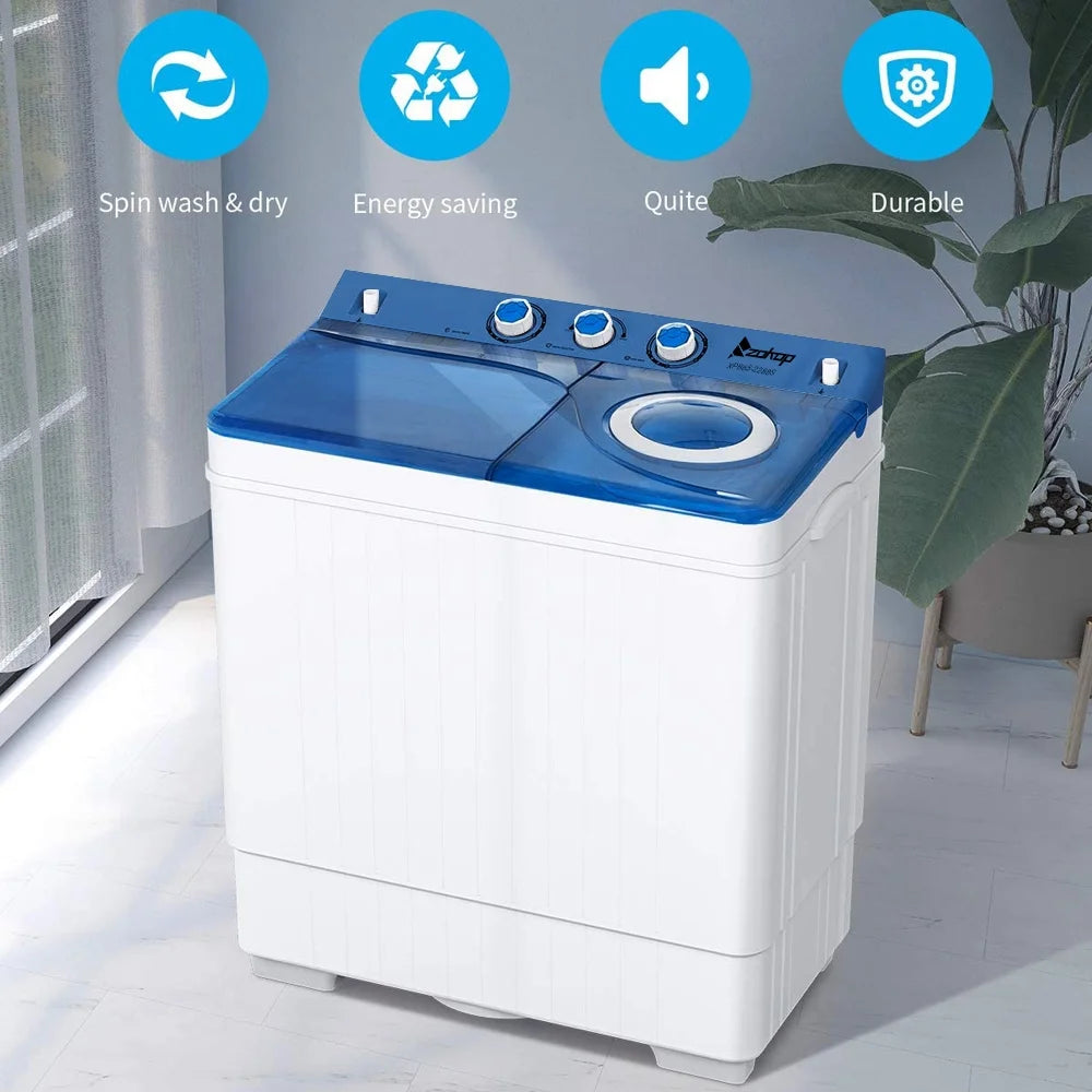 26 Lbs Twin Tub Portable Washing Machine with Wash and Spin Cycle C138