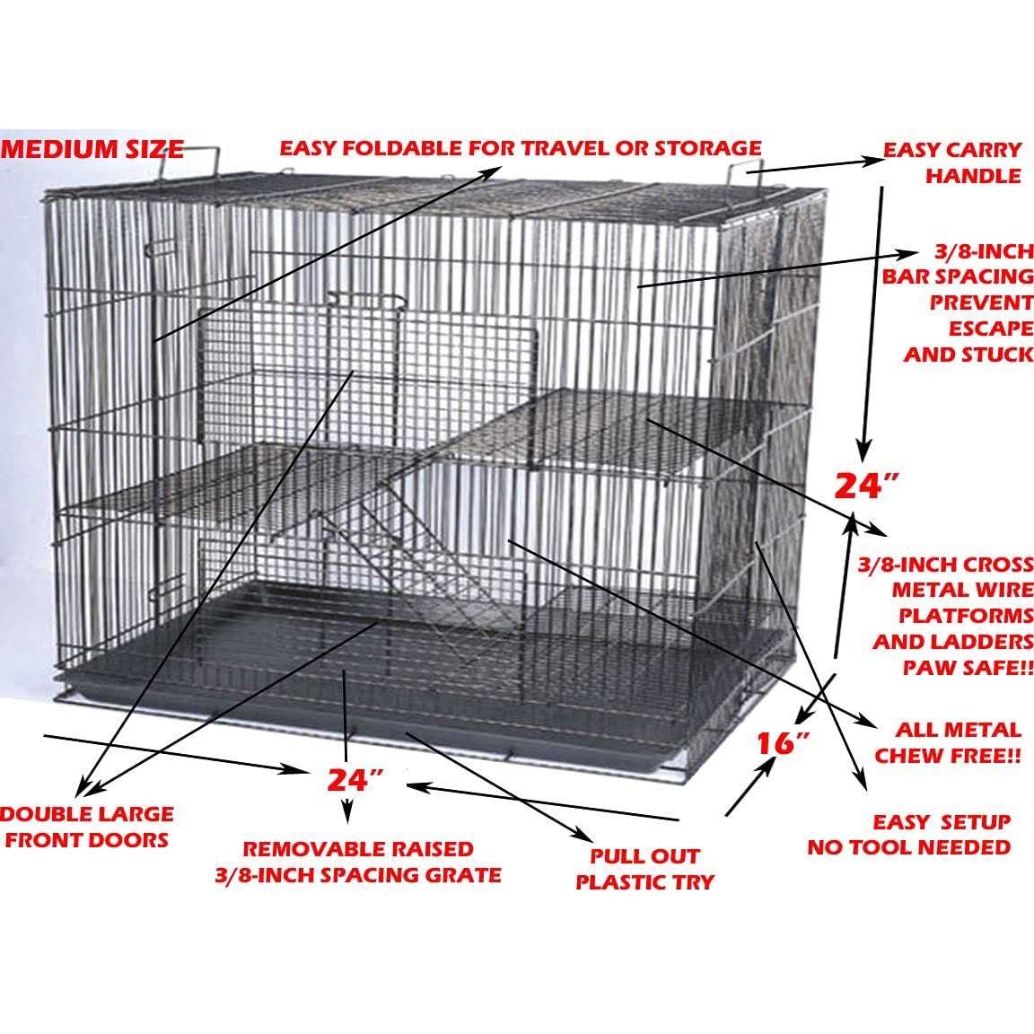 Medium 3 Levels Animal Critter Cage J572