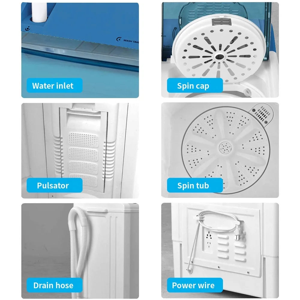 26 Lbs Twin Tub Portable Washing Machine with Wash and Spin Cycle C138
