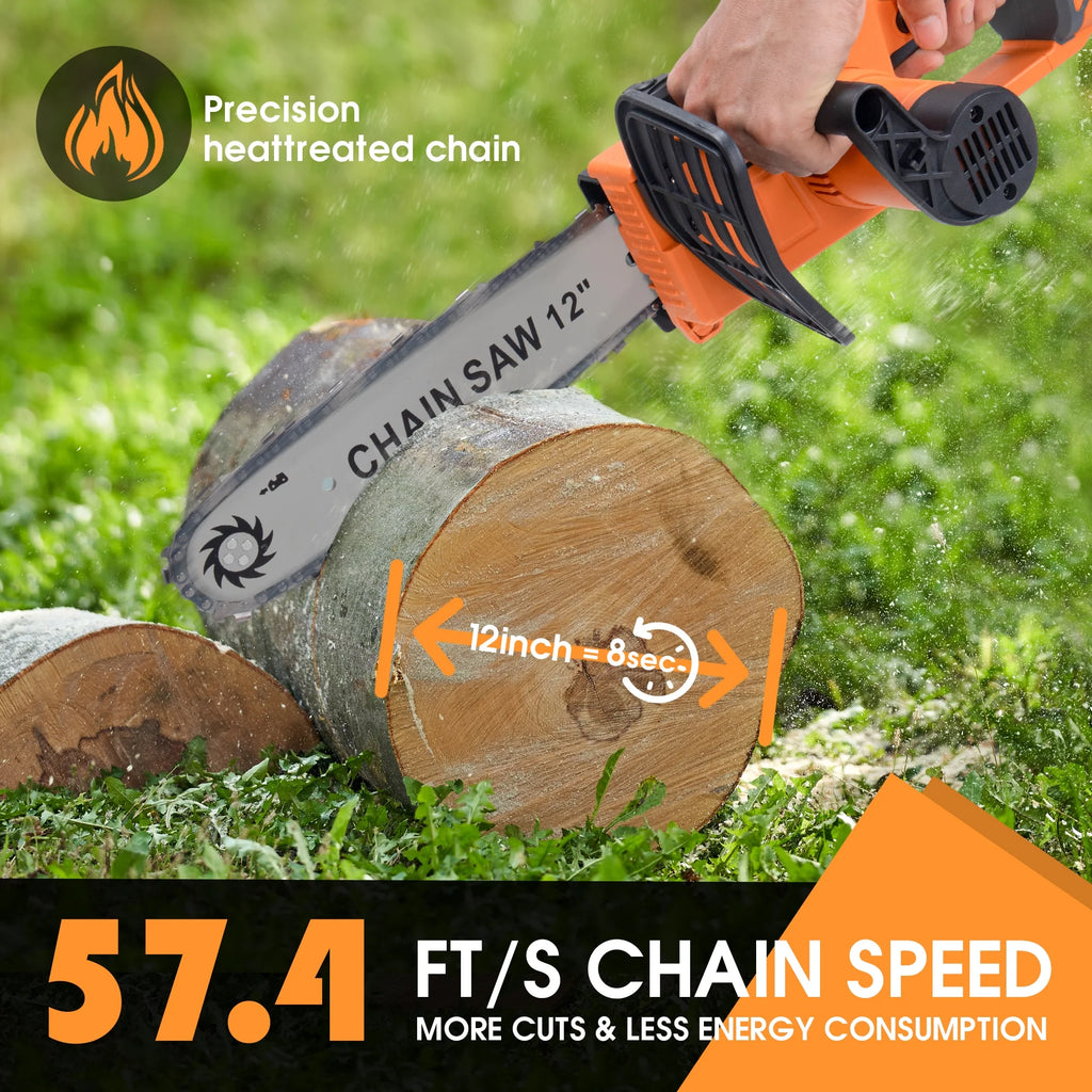 12 inch Cordless Electric Chainsaw with 2 Battery Q635323