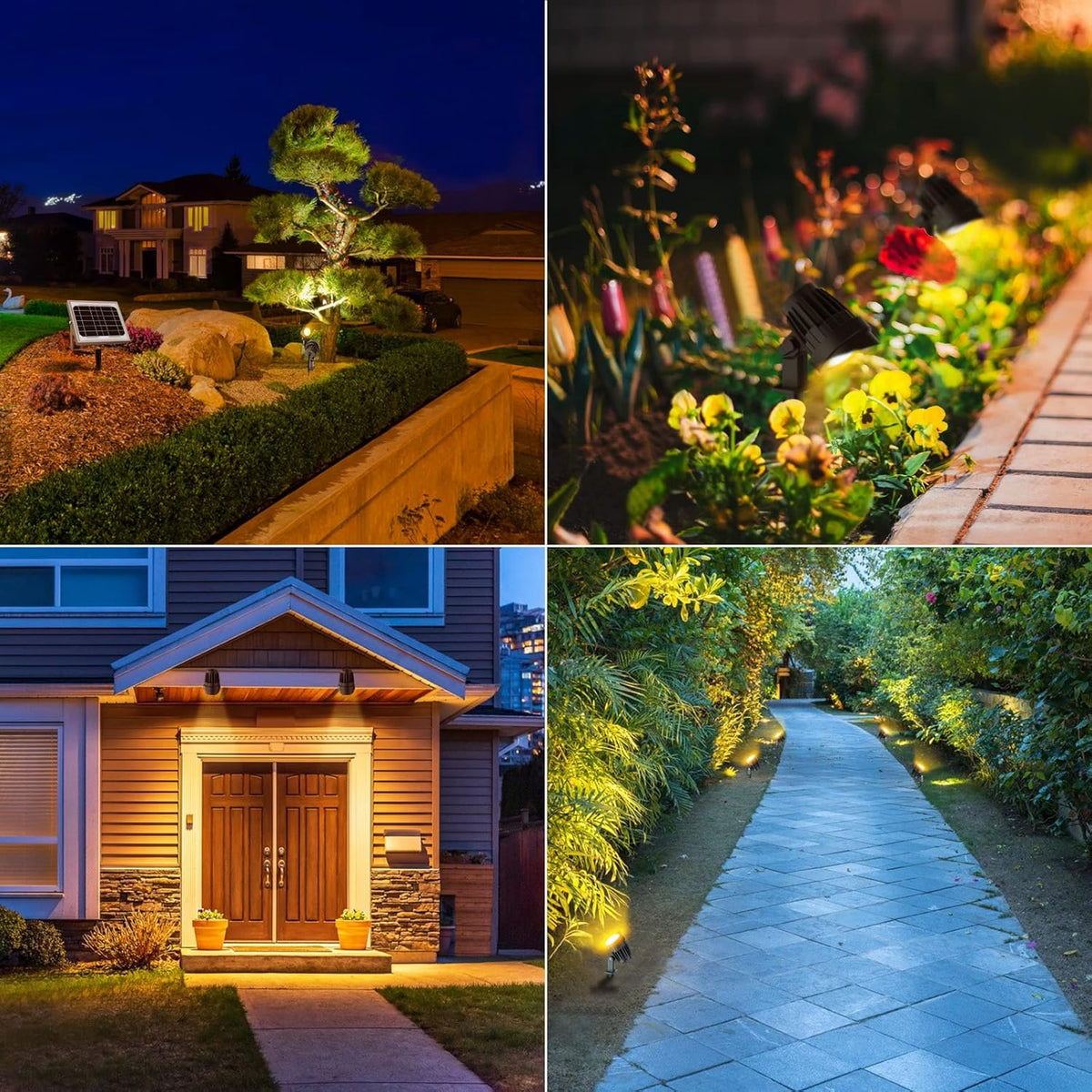 4-in-1 Solar Landscape Lights, IP66 Waterproof, 2700K/4000K/6000K H68288