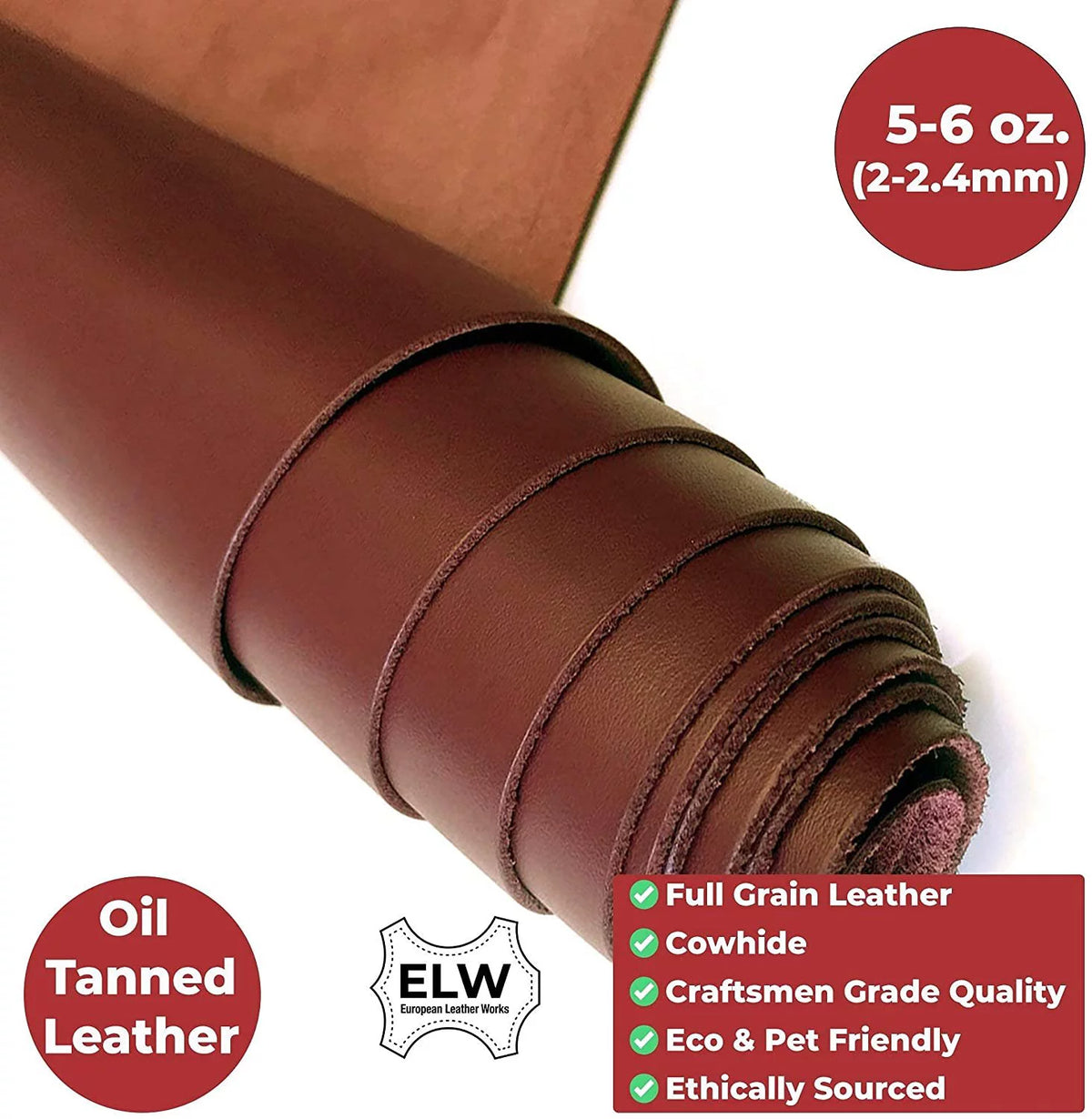 5/6 oz Tooling Leather Mahogany Antique Brown G392505