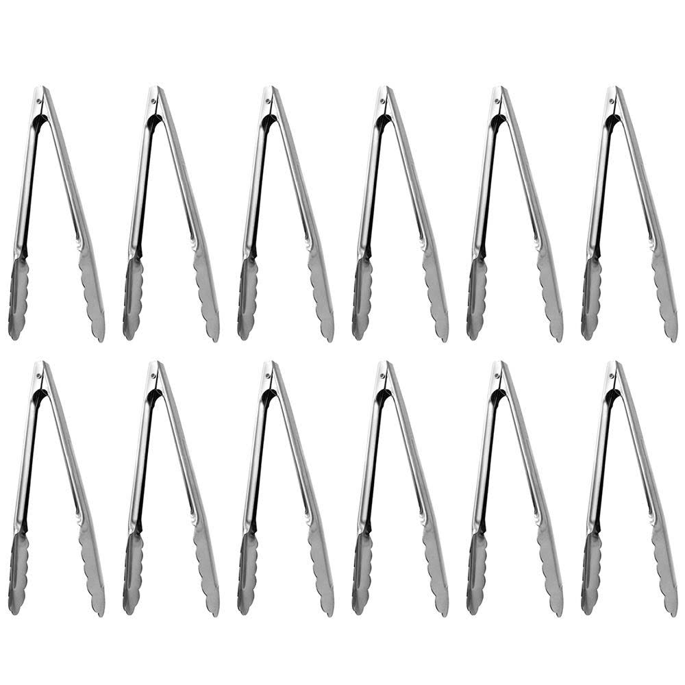 Stainless Steel 7-Inch Kitchen Tongs Set of 12 W62206