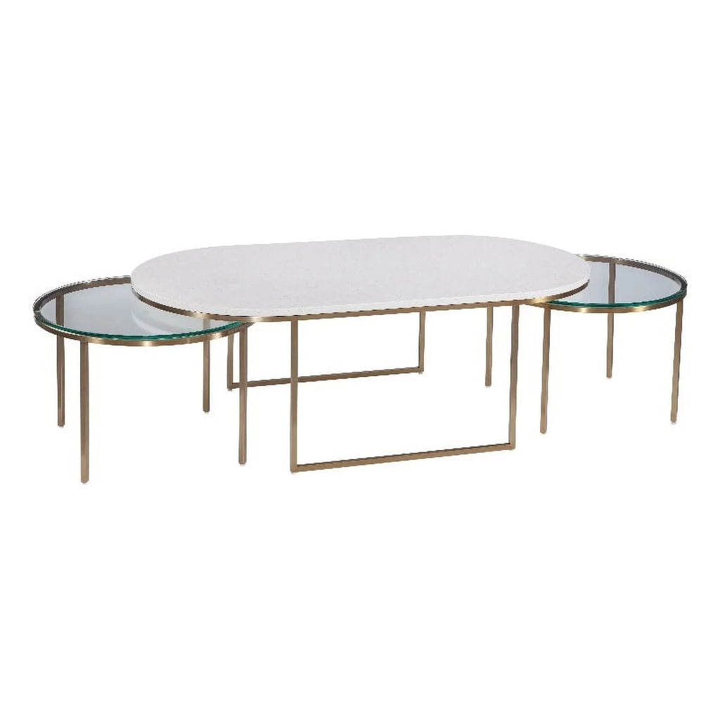 Gold Metal and White Terrazzo Nesting Cocktail Table Y7923