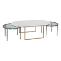 Gold Metal and White Terrazzo Nesting Cocktail Table Y7923