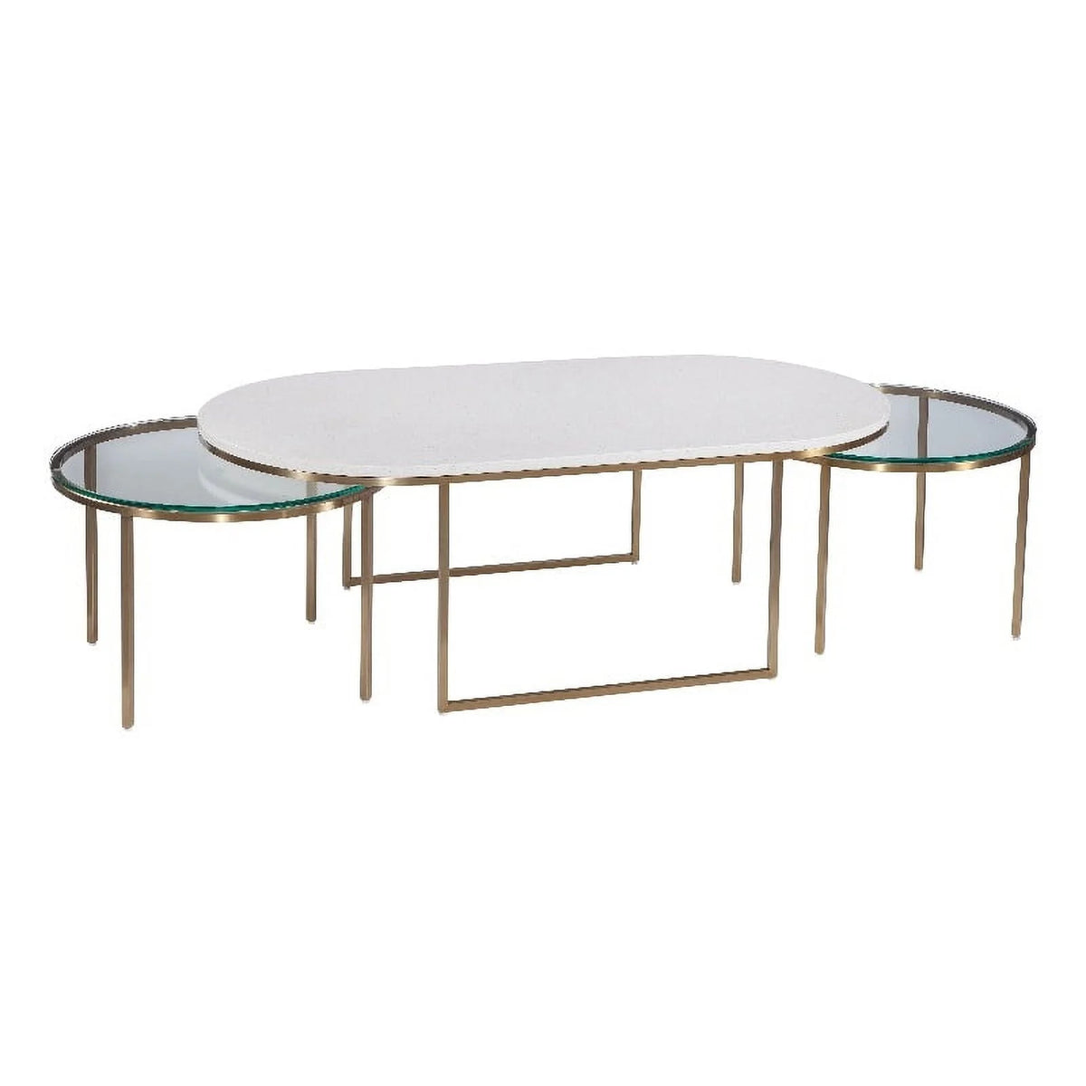 Gold Metal and White Terrazzo Nesting Cocktail Table Y7923
