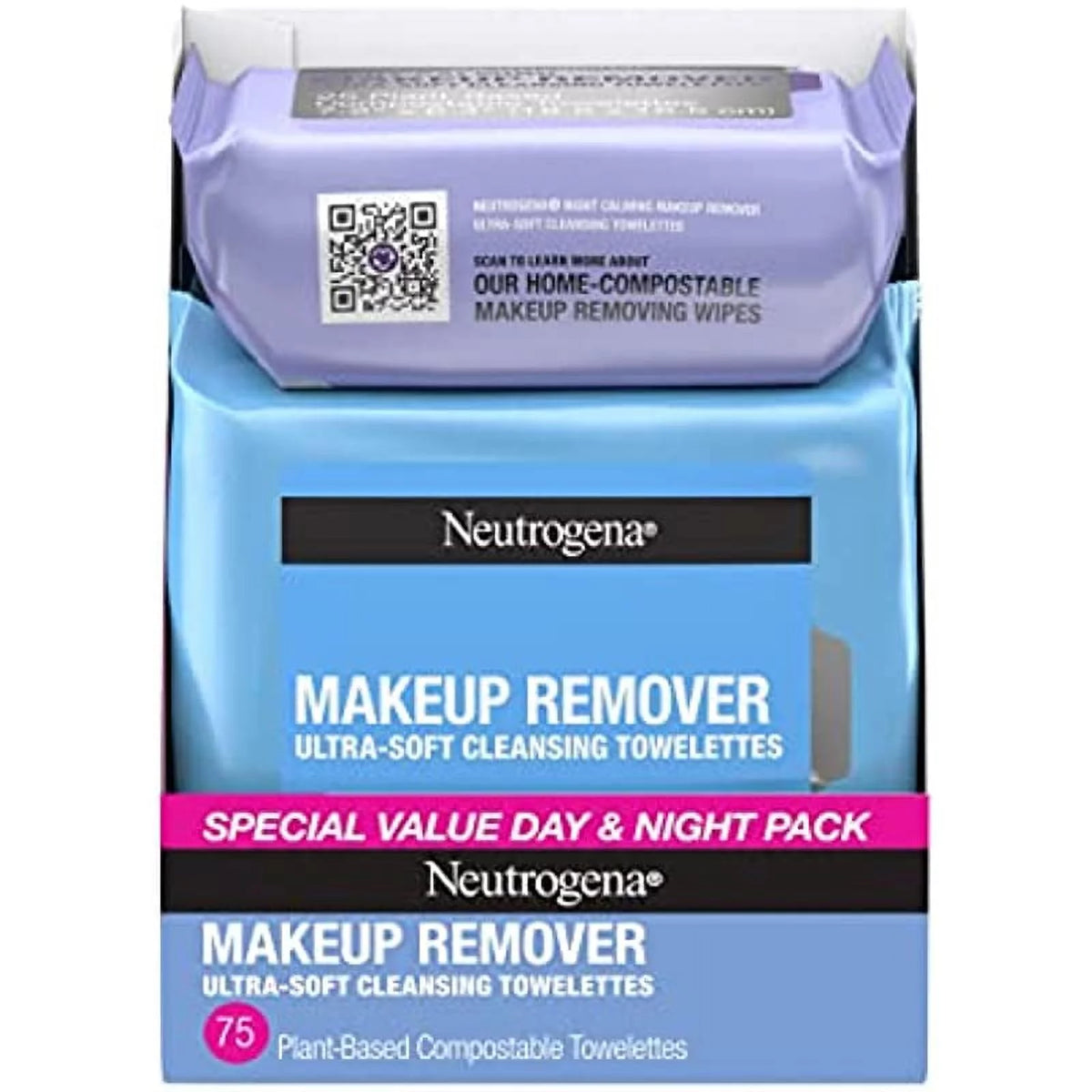 Day & Night Makeup Remover Face Cleansing Towelettes, 3 Packs of 25 ct D772950