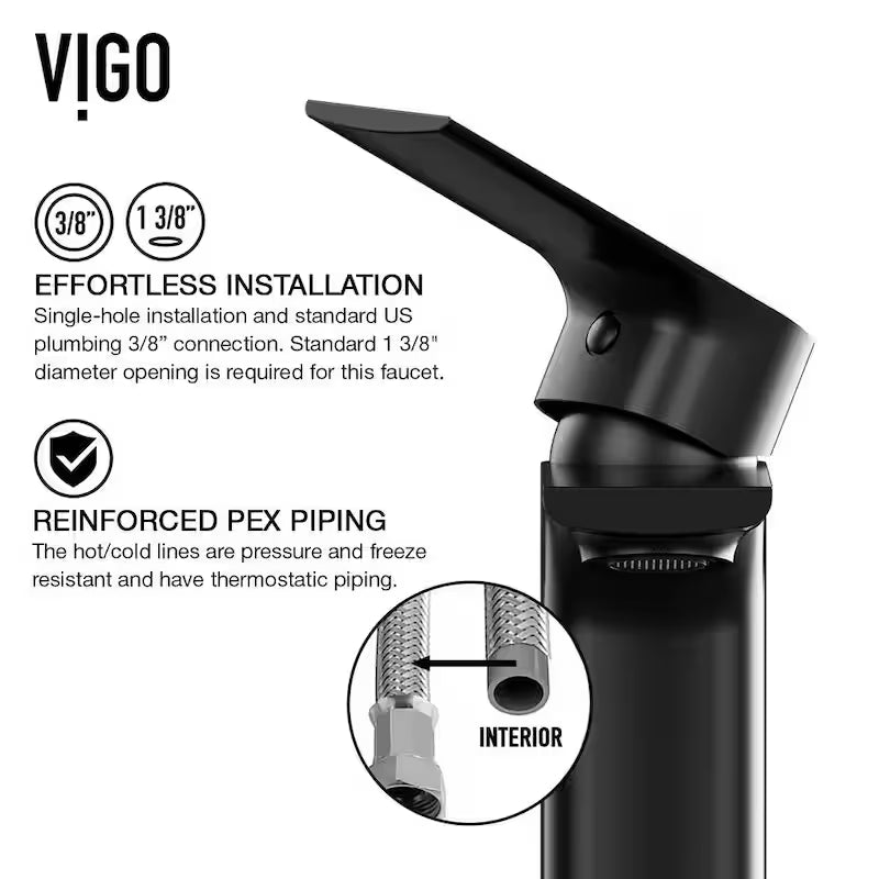 Single Handle Single-Hole Vessel Faucet Matte Black M7229
