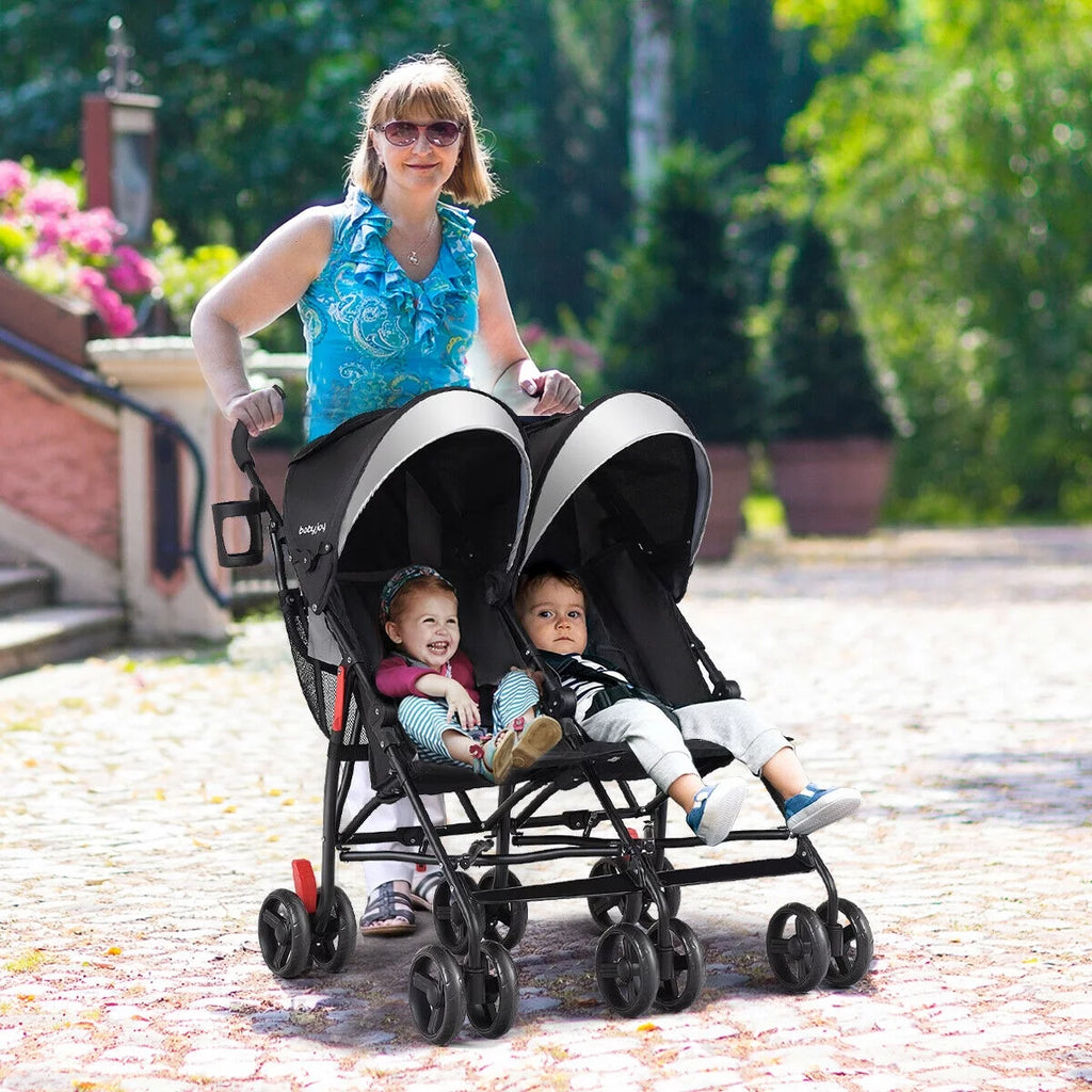 Foldable Twin Double Stroller Black J879