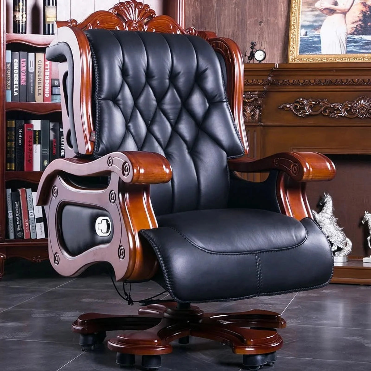 Foldable Swivel Leather Lounge Recliner W299