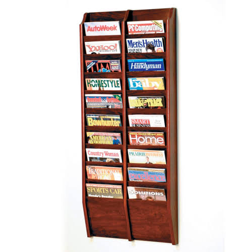 Mahogany 20-Pocket Magazine Rack T43368