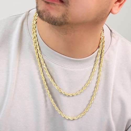 10K Yellow Gold Solid Rope Diamond Cut Chain Necklace N2296