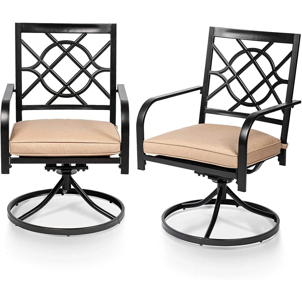 Outdoor Patio Metal Swivel Rocker Dining Chairs Set of 2 Z7345