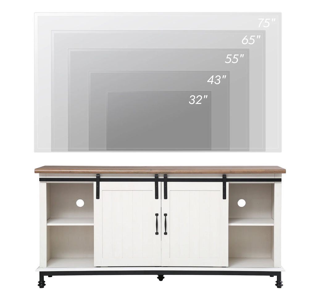 White Brown TV Stand with 2 Doors R971