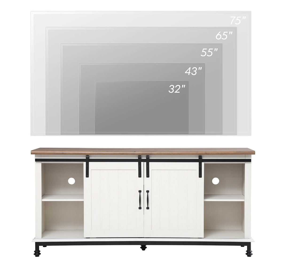 White Brown TV Stand with 2 Doors R971