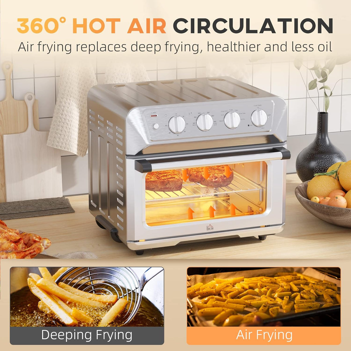 21QT 7-In-1 Convection Oven Countertop, Stainless Steel Finish B386441