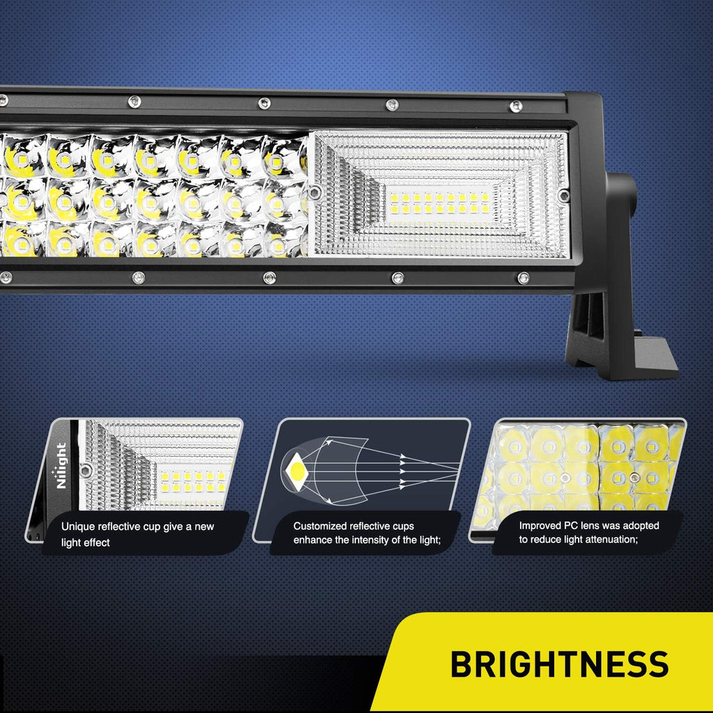 32Inch 378W Triple Row LED Light Bar Flood Spot Combo Pack of 2 I3999