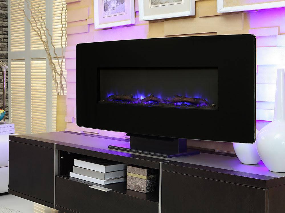 Black Glass Wall Mount Fireplace K724366