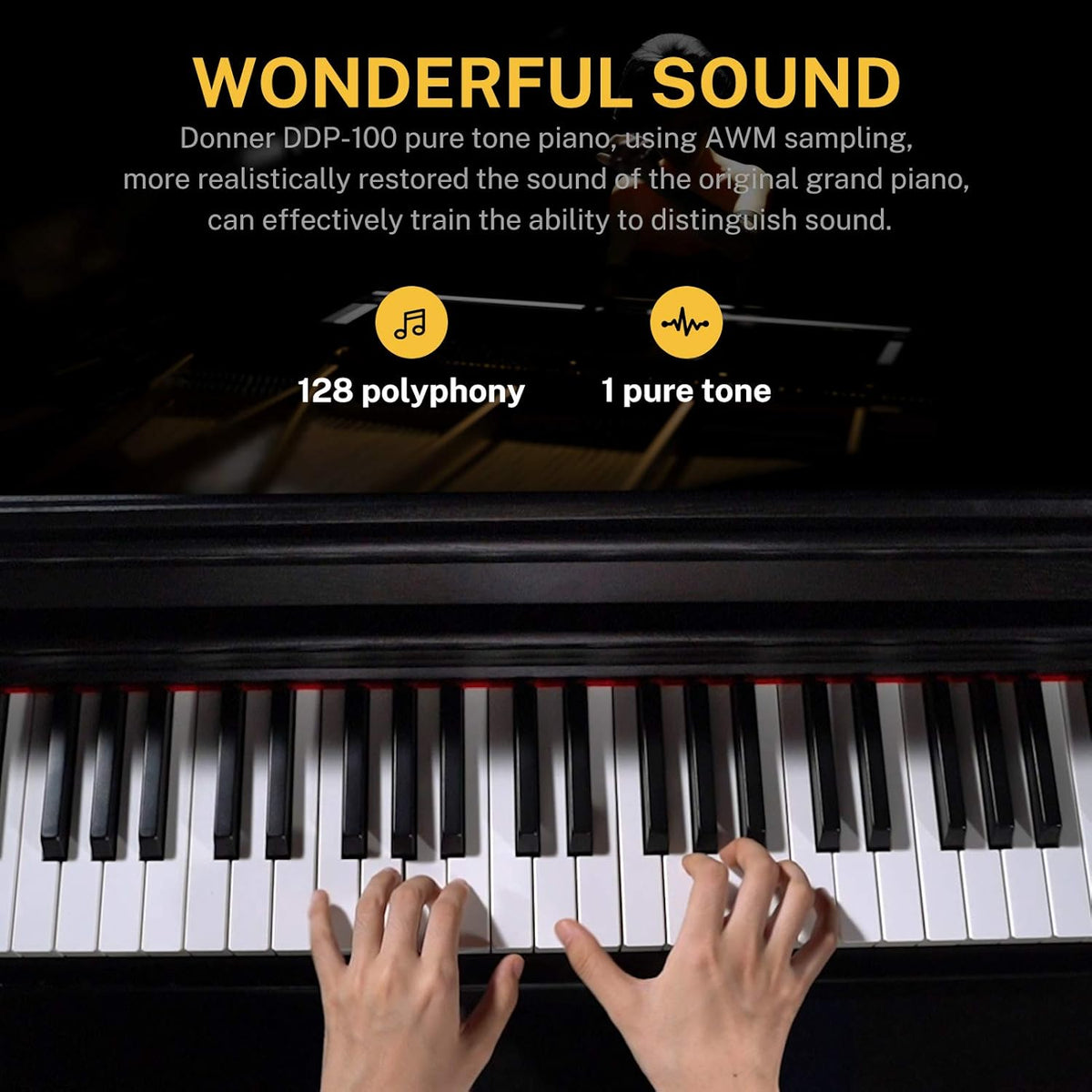 88-Key Weighted Action Digital Piano with Furniture Stand, Triple Pedals, Black F340