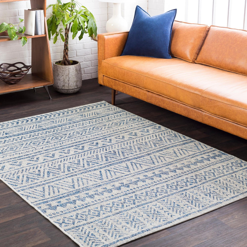 Dark Blue Oval Outdoor Area Rug I537