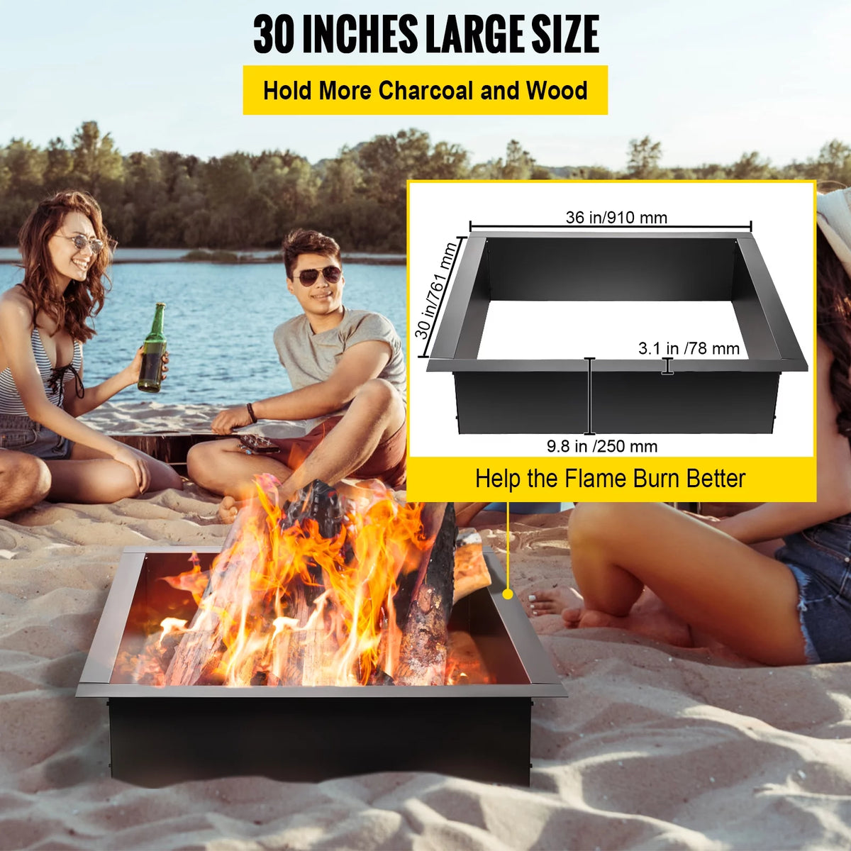 30" Square Heavy Duty Steel Fire Pit Ring X211471