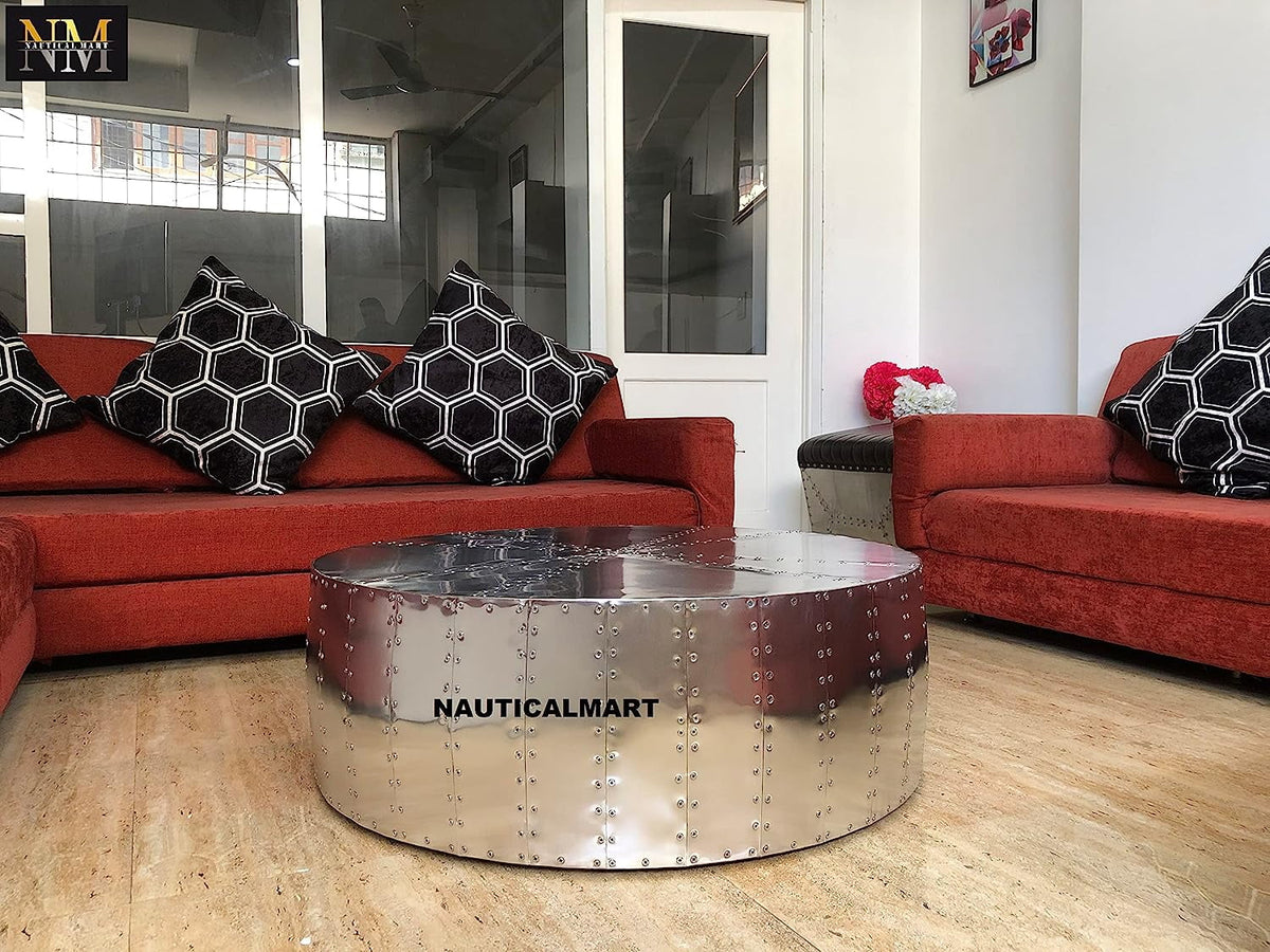 Aluminum Drum Shaped Coffee Table Z888