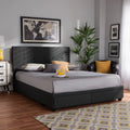 Dark Grey Fabric Upholstered 2-Drawer Queen Size Platform Storage Bed S79549