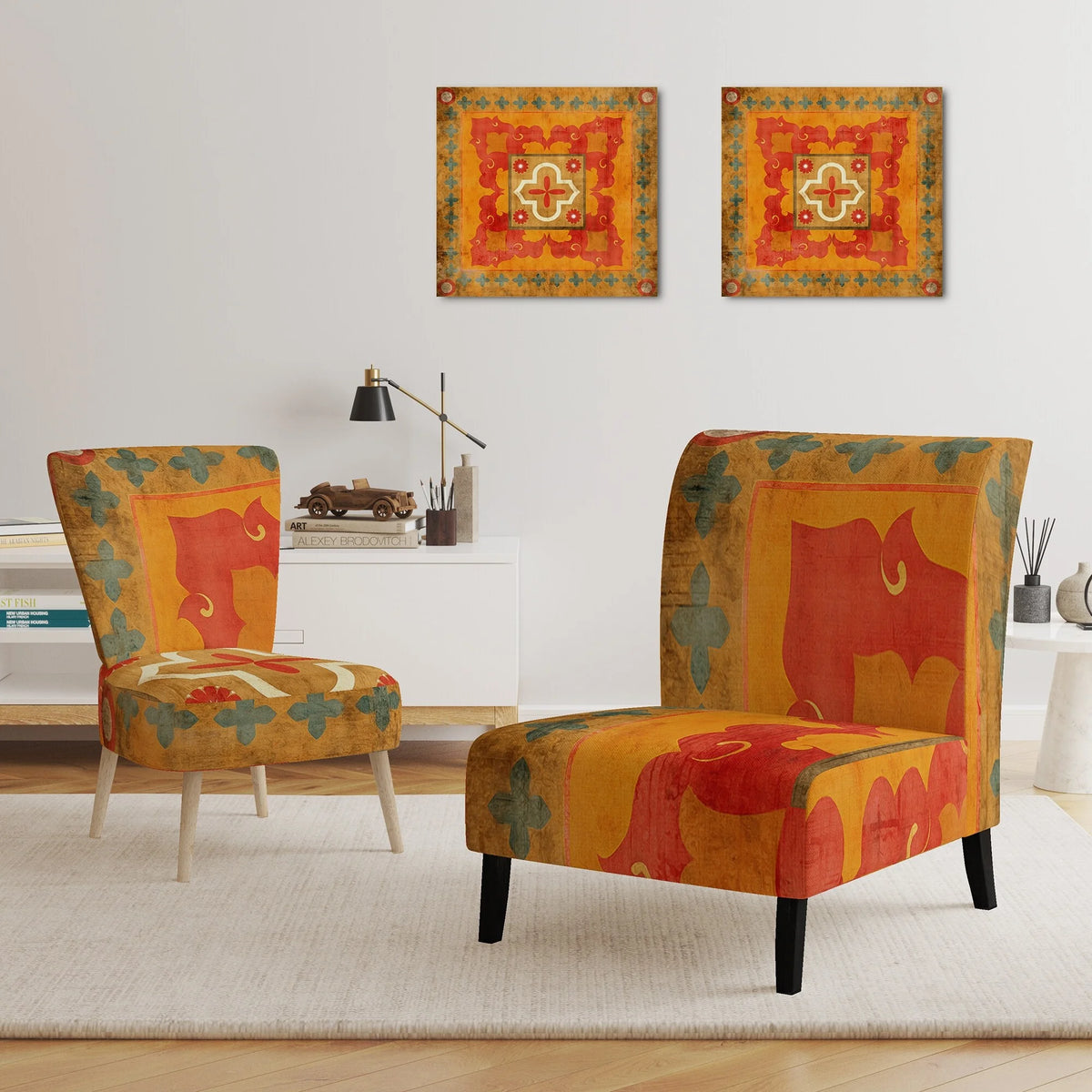 Orange Upholstered Accent Chair D1600