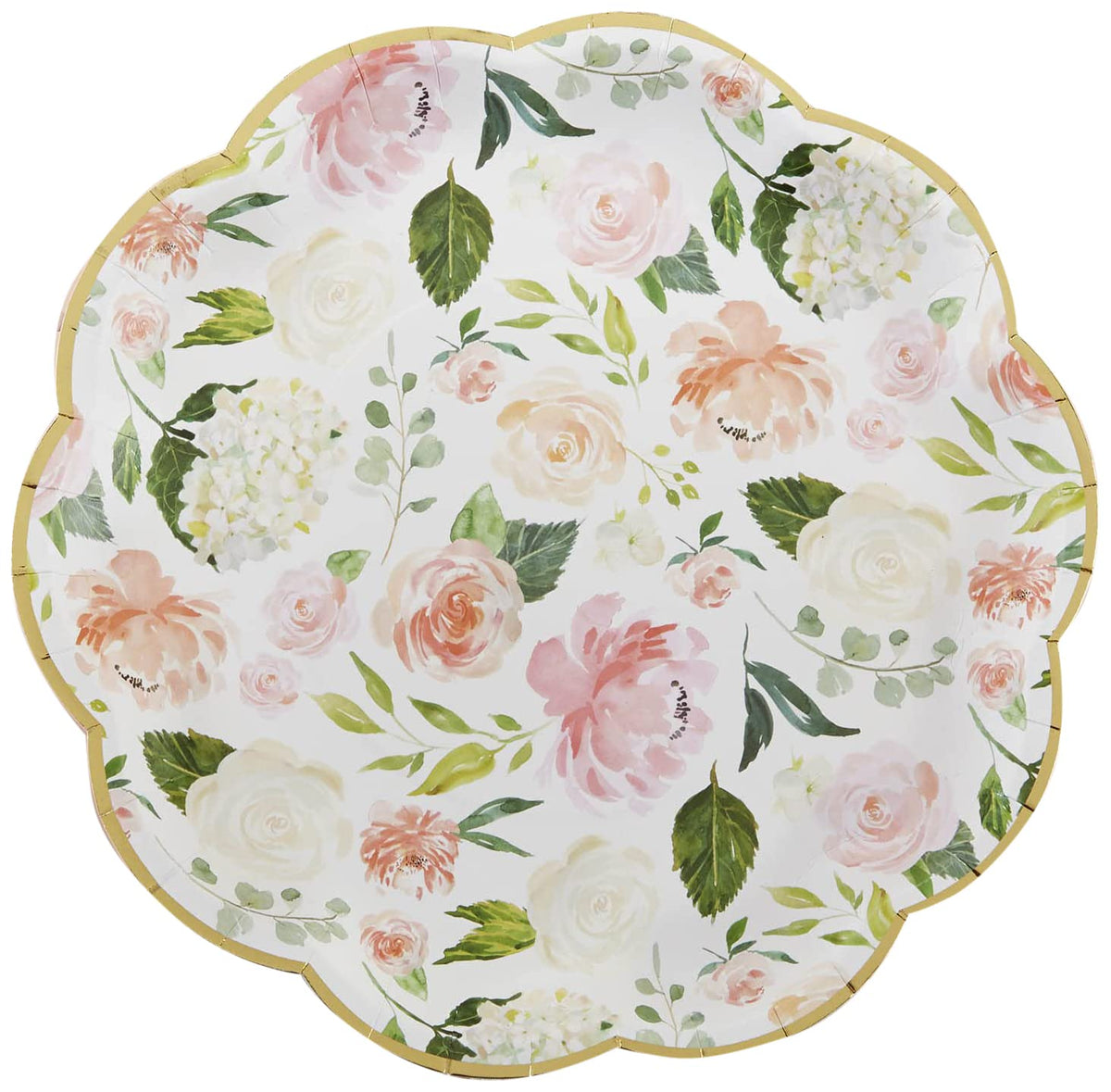 Pink Floral Paper Plates (Set of 16) and Paper Cocktail Napkins (Set of 30) L177