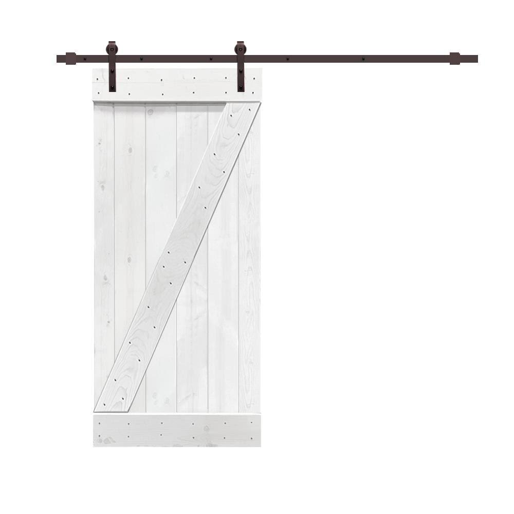 36 in. x 84 in. Light Cream Stained Pine Wood Sliding Barn Door with Hardware Kit E156001