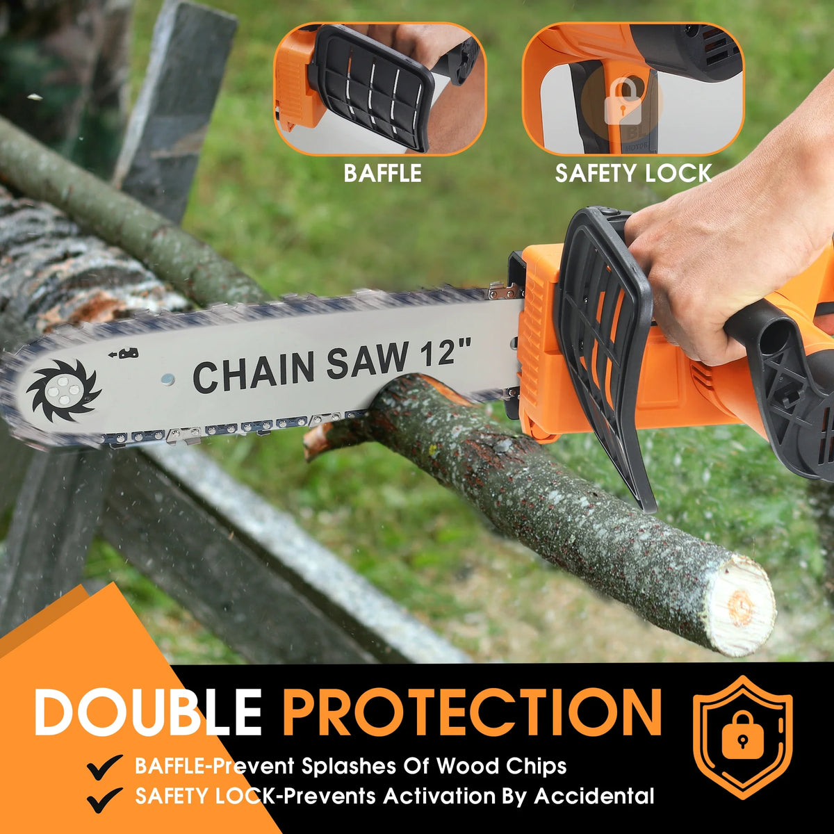 12 inch Cordless Electric Chainsaw with 2 Battery Q635323