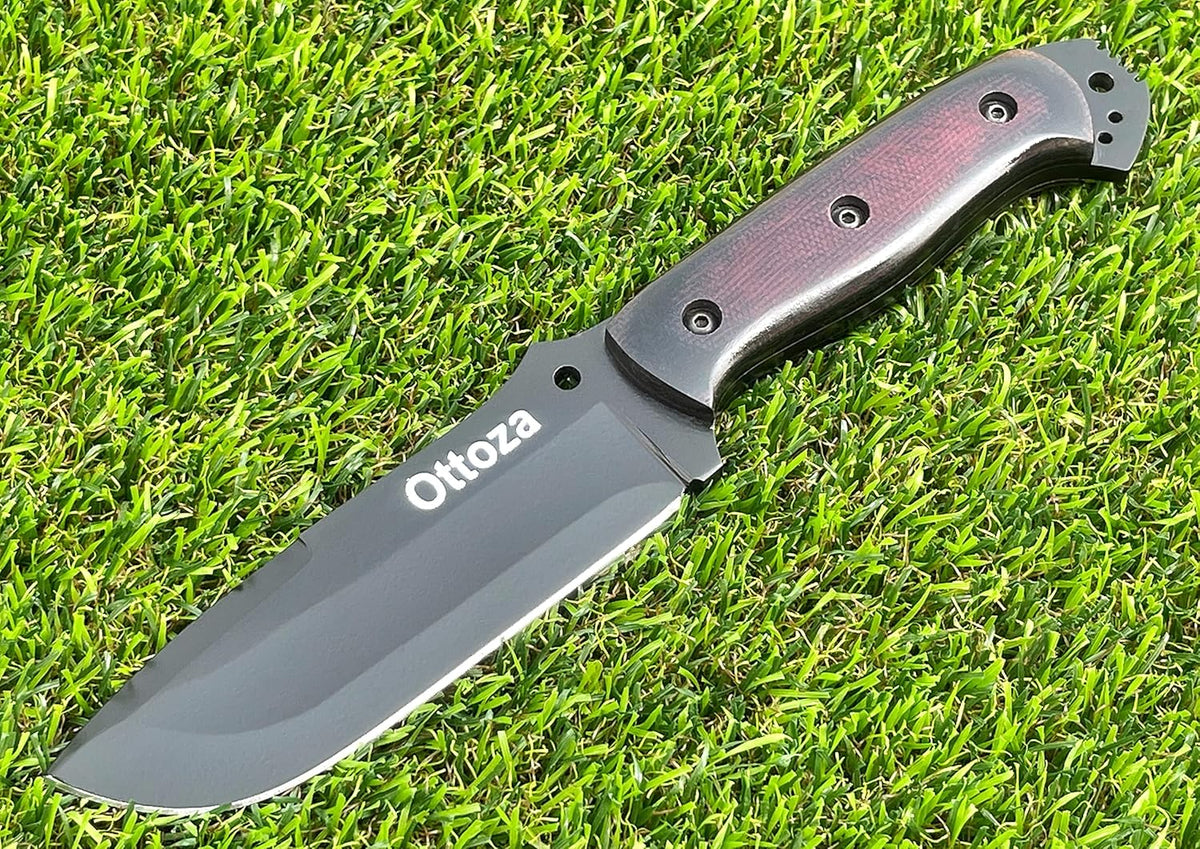 1095 Carbon Steel Bushcraft Knife with Sheath V9649