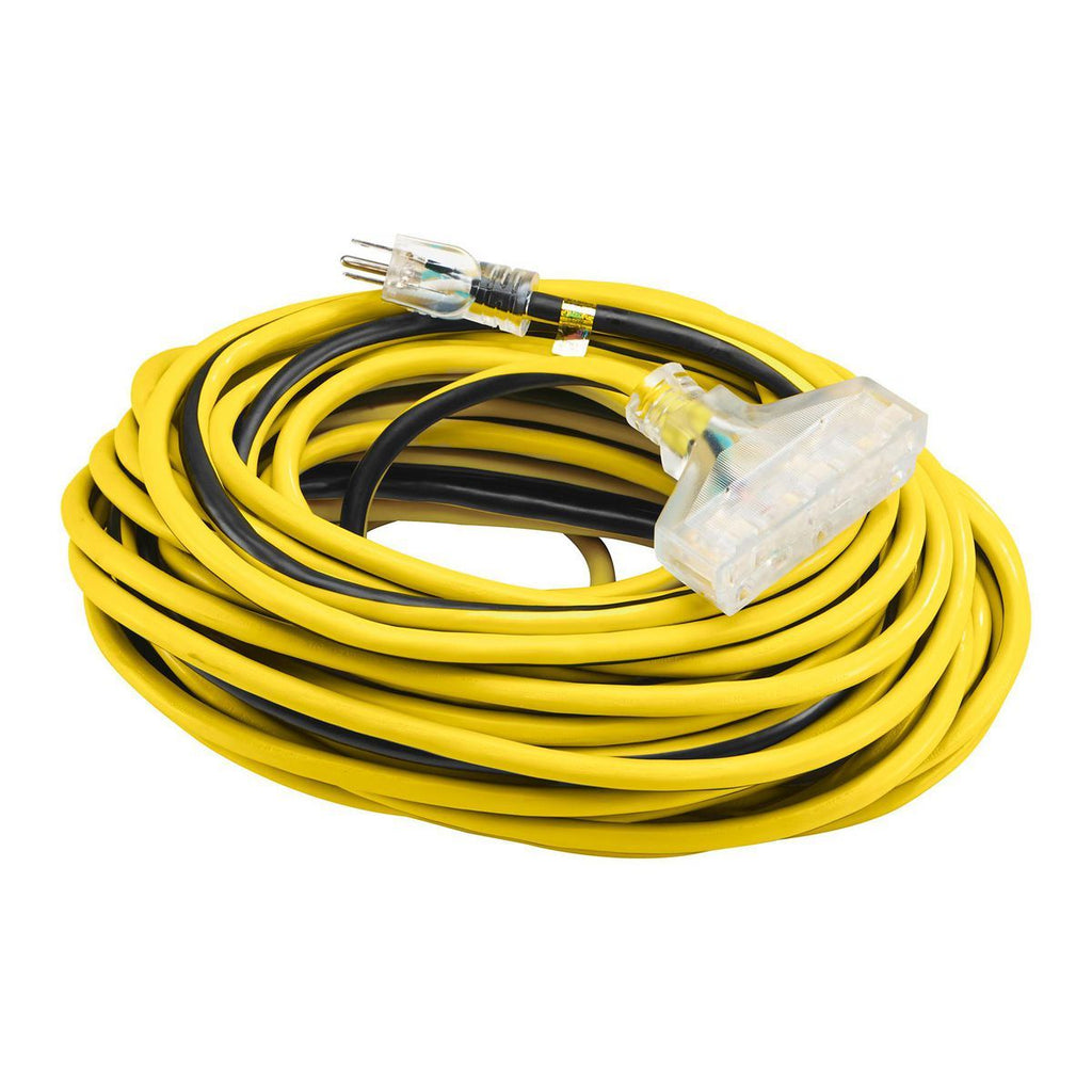 100 ft. 12/3 Gauge Multiple Outlet Extension Cord with Indicator Light, Yellow, Black O678