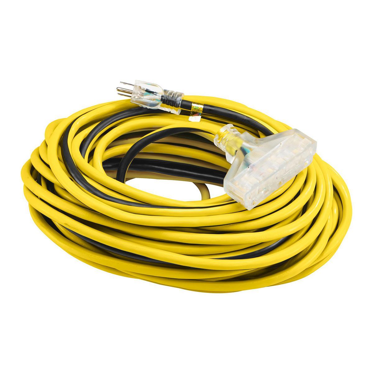 100 ft. 12/3 Gauge Multiple Outlet Extension Cord with Indicator Light, Yellow, Black O678