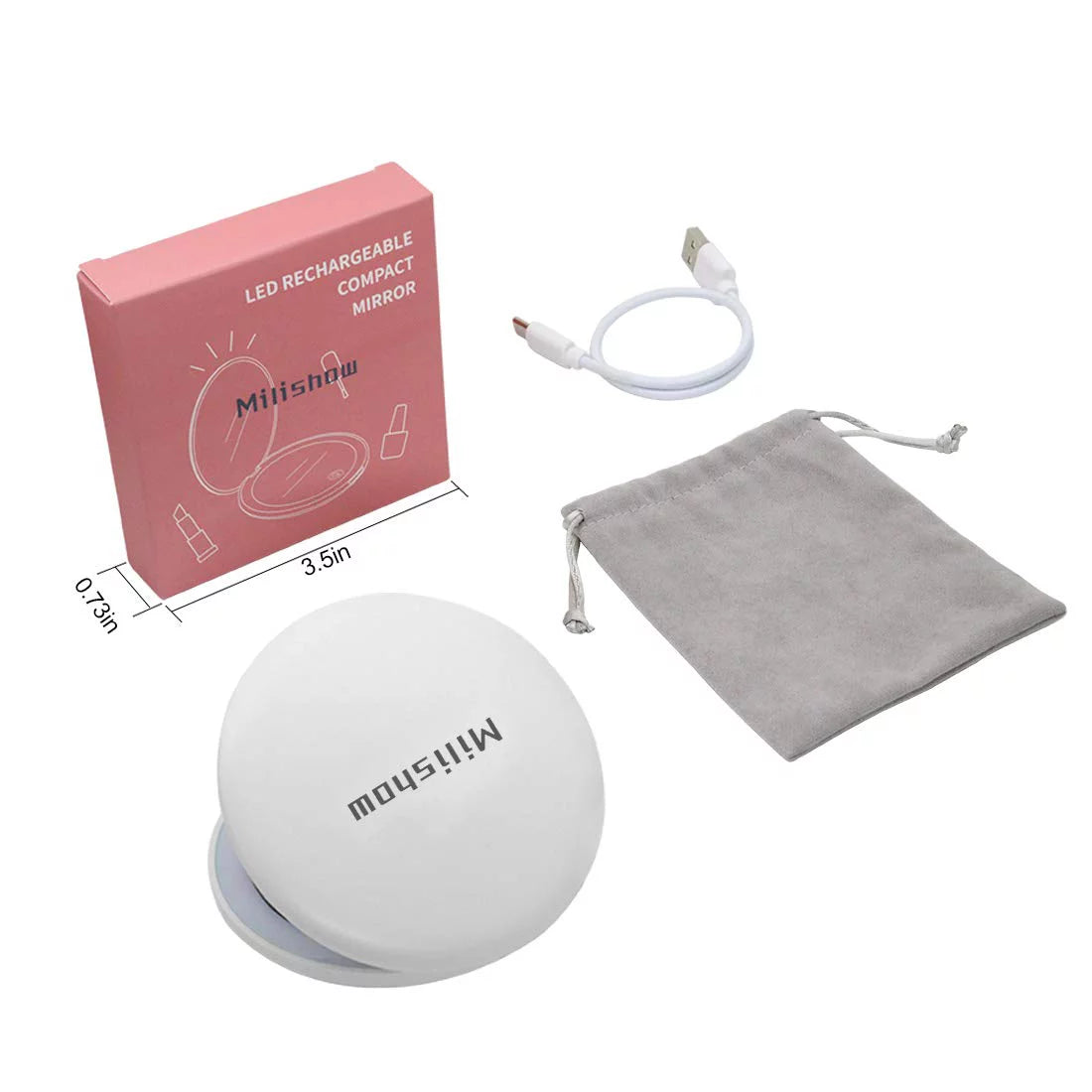 Compact LED Magnifying Rechargeable 2-Sided Makeup Mirror S873818