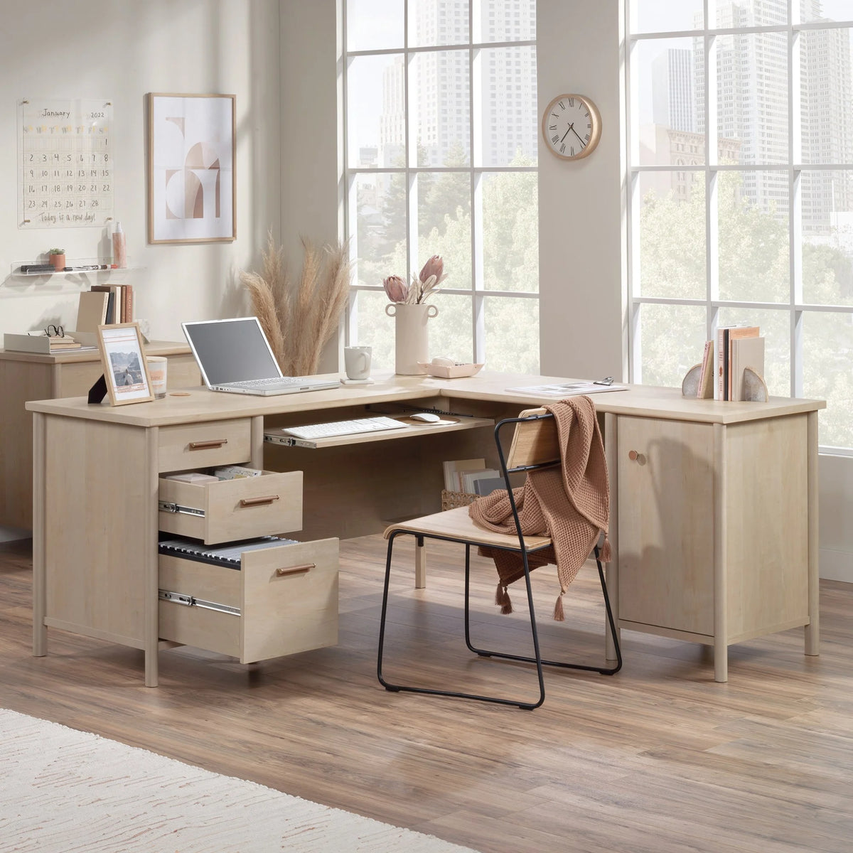 L-Desk in Natural Maple Finish U67957