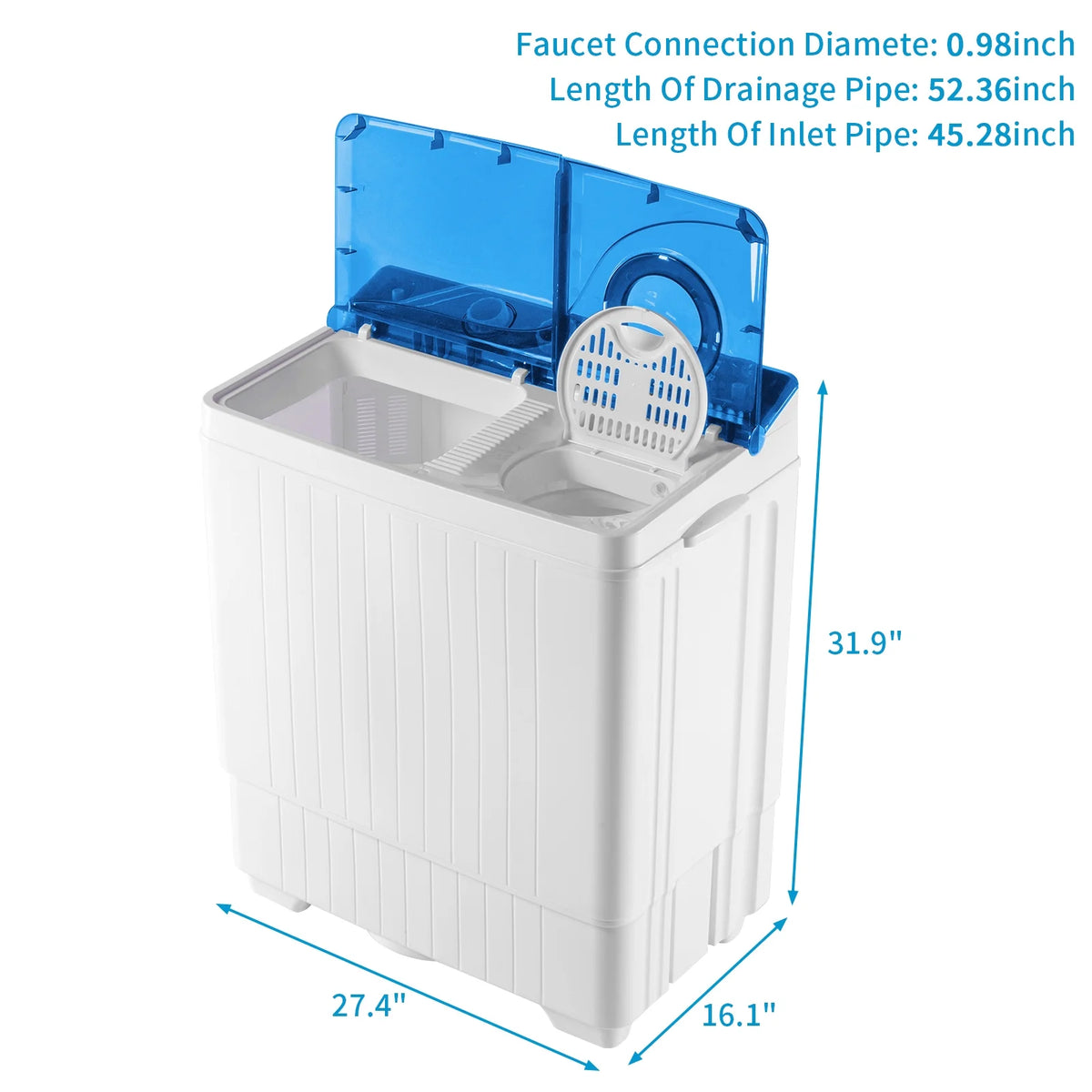 26 Lbs Twin Tub Portable Washing Machine with Wash and Spin Cycle C138