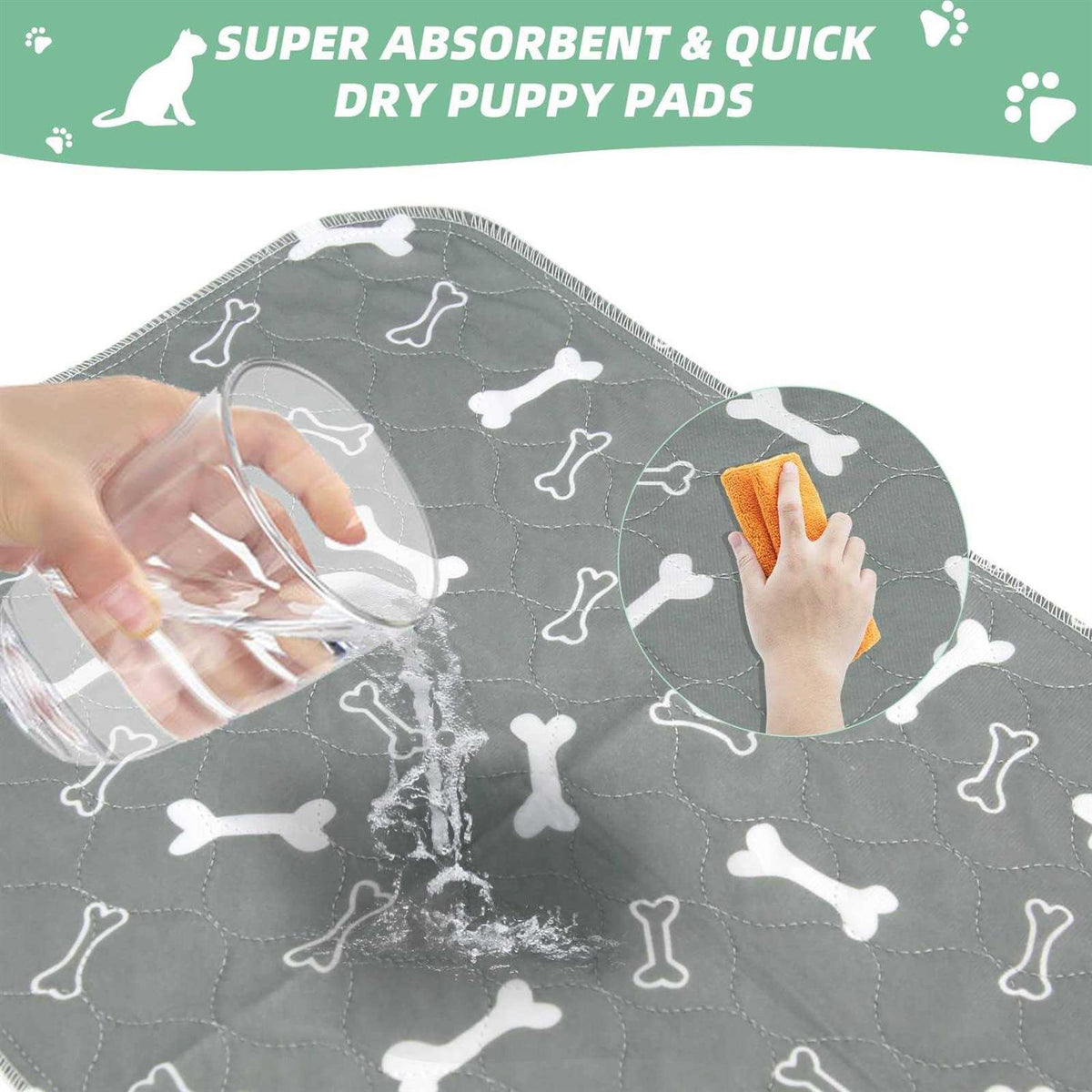 Washable Reusable Non-Slip Dog Pee Pads 2 Pack V3844