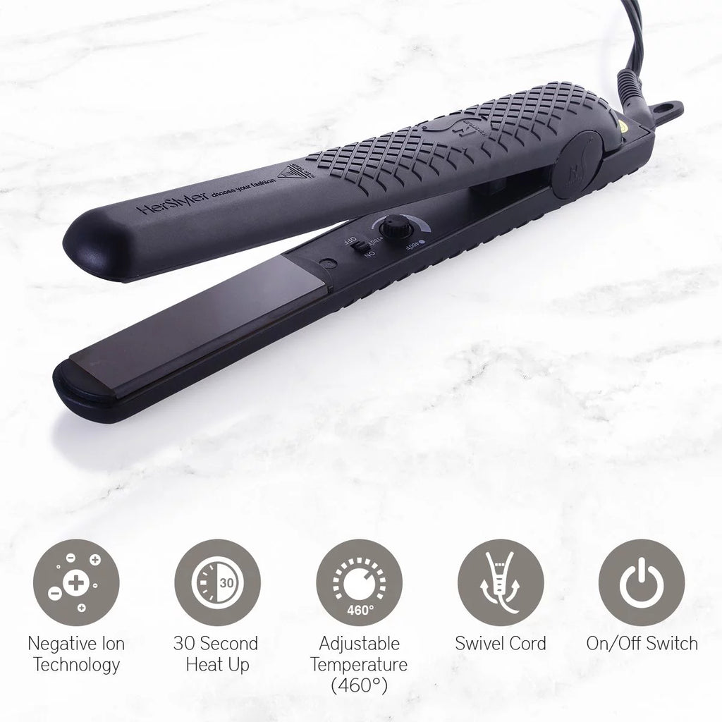 Black 1.25" Ceramic Ionic Flat Iron Hair Straightener M908